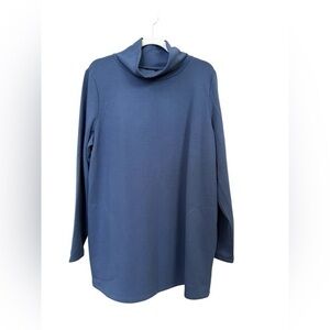 New Blue Fleece Lined Tunic With Pockets, Large